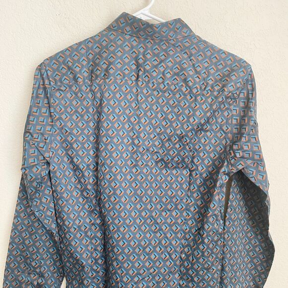 Ted Baker London Mens Long Sleeve Argyle Pattern Button Up Shirt Blue Size 1 - Picture 8 of 11